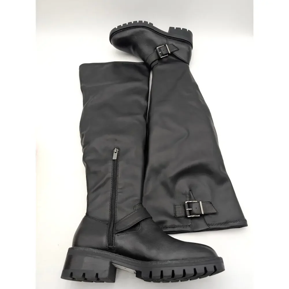 Vince Camuto Abrila Faux Leather Tall Over the Knee Boots Black Size US8M EU39